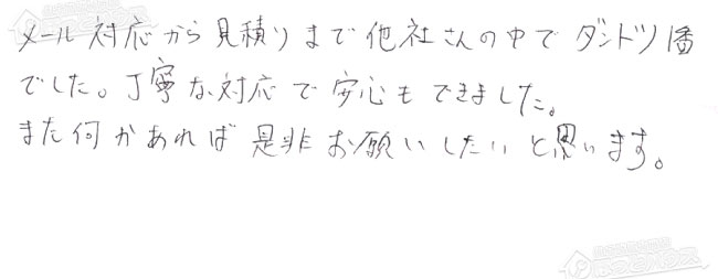 お客様からお寄せいただいたご意見・ご感想