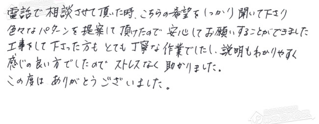 お客様からお寄せいただいたご意見・ご感想